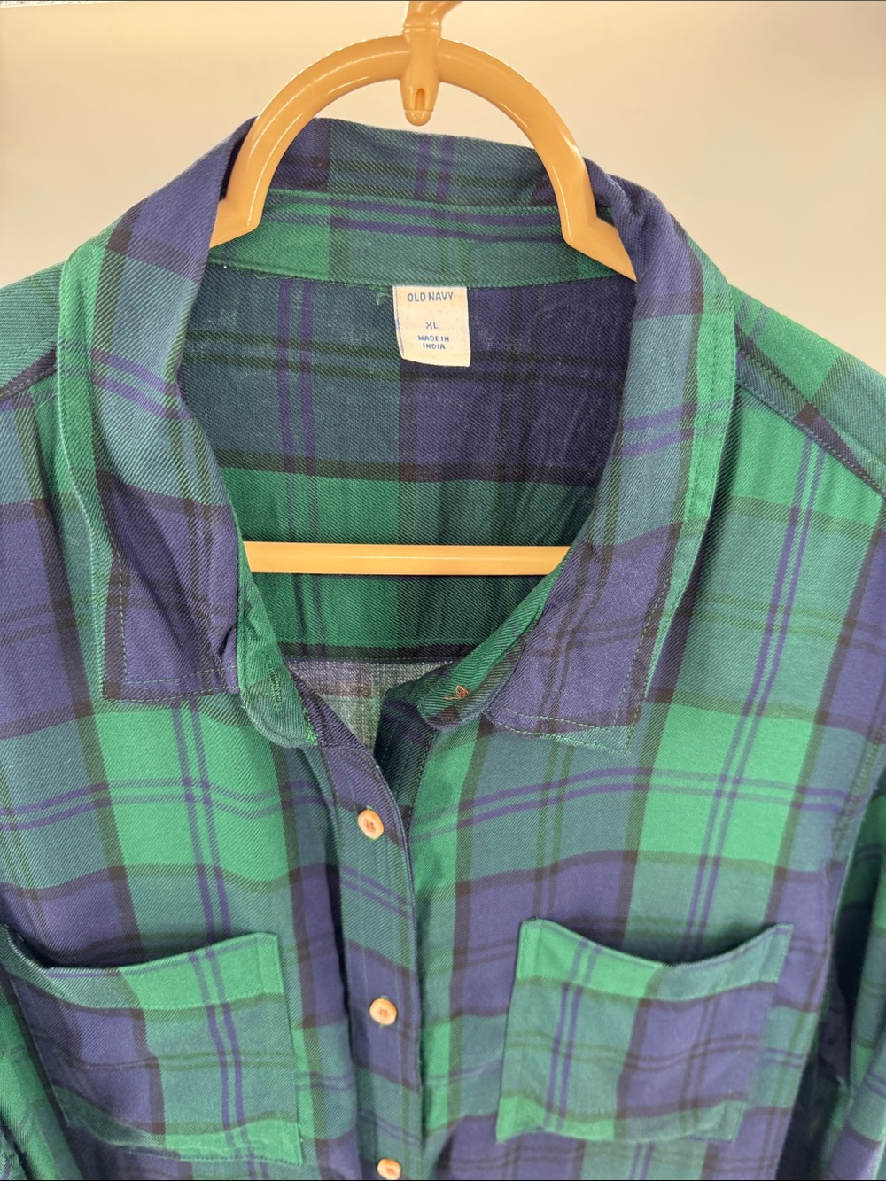 Woman’s Old Navy green and blue plaid mini shirt swing dress XL lightweight - Picture 3 of 11